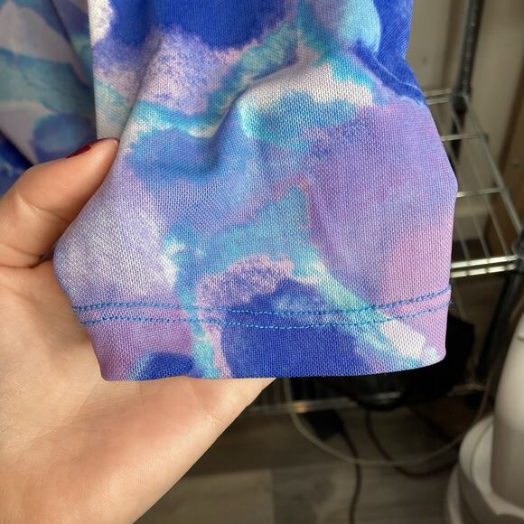 Logo Lori Goldstein Women's Blue Watercolor Mesh Cardigan Size 2X Coastal Casual - Picture 9 of 11